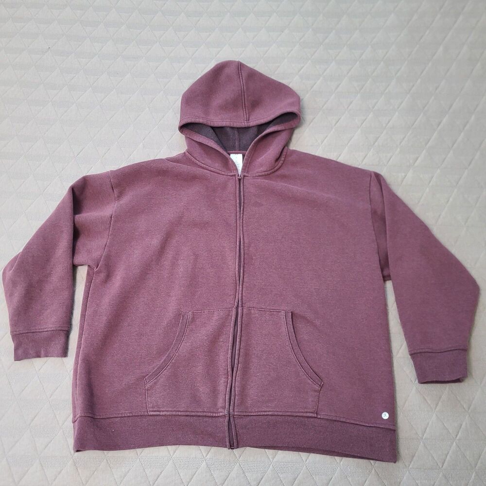Danskin Womens Full Zip Hoodie Fleece SZ 3X Burgundy/Maroon Lush Sweatshirt